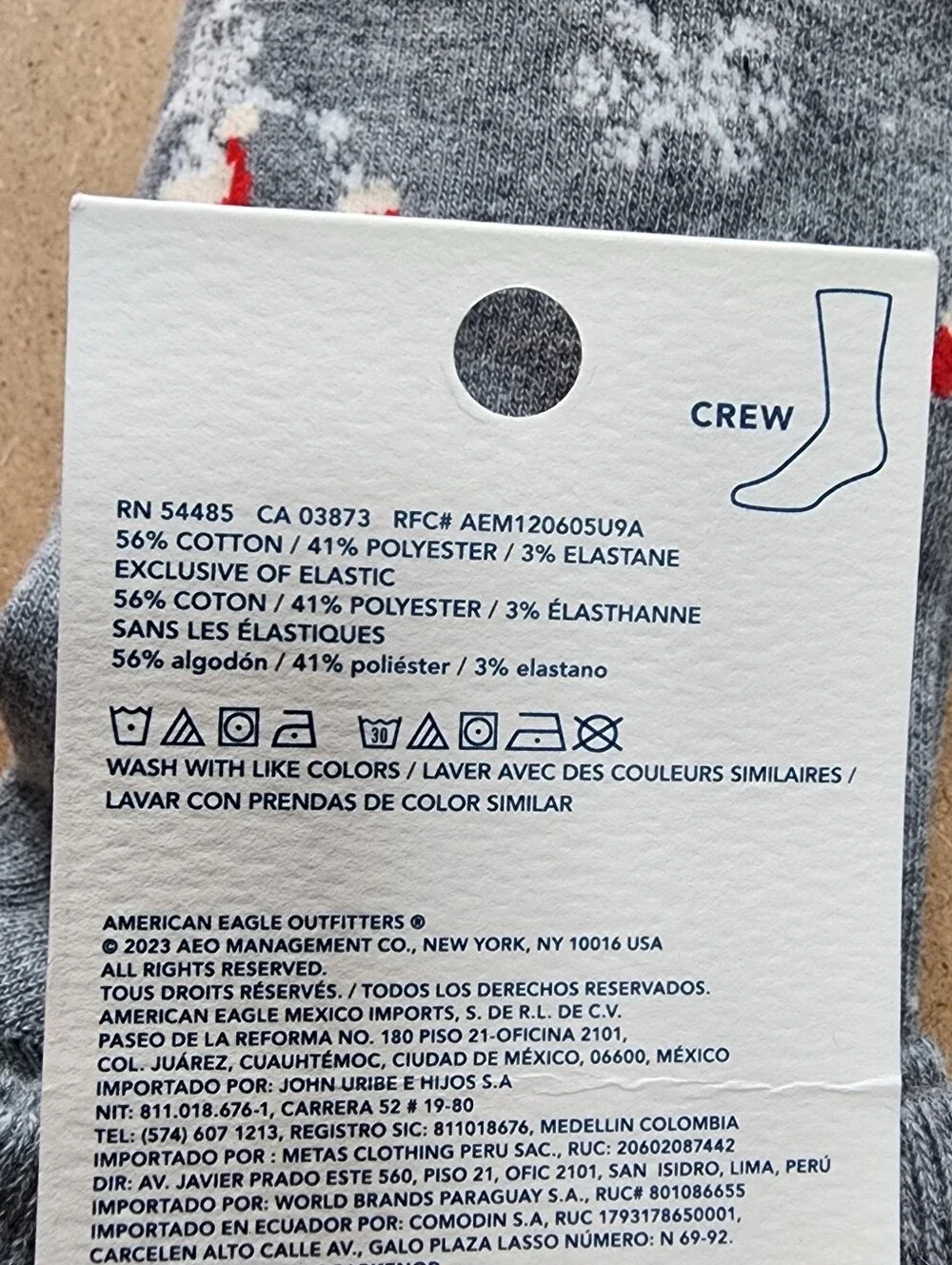 American‎ Eagle Crew Socks Christmas Skeletons One Size New